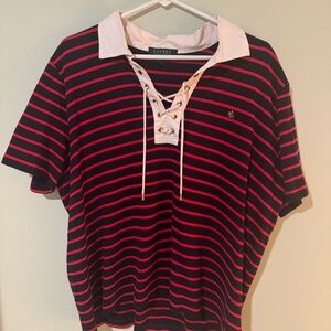 Vintage 90s Ralph Lauren striped collar preppy navy red women’s T-shirt 3x